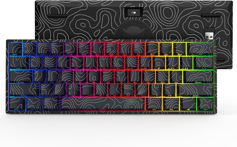 HITIME 60% Percent Keyboard, Topographic Theme Keyboard, XVX M61 Pro Bluetooth/2.4GHz/USB-C Wireless Mechanical Gaming Key Board, Hot Swappable Creamy Pre-lubed Switch, RGB - Image 1